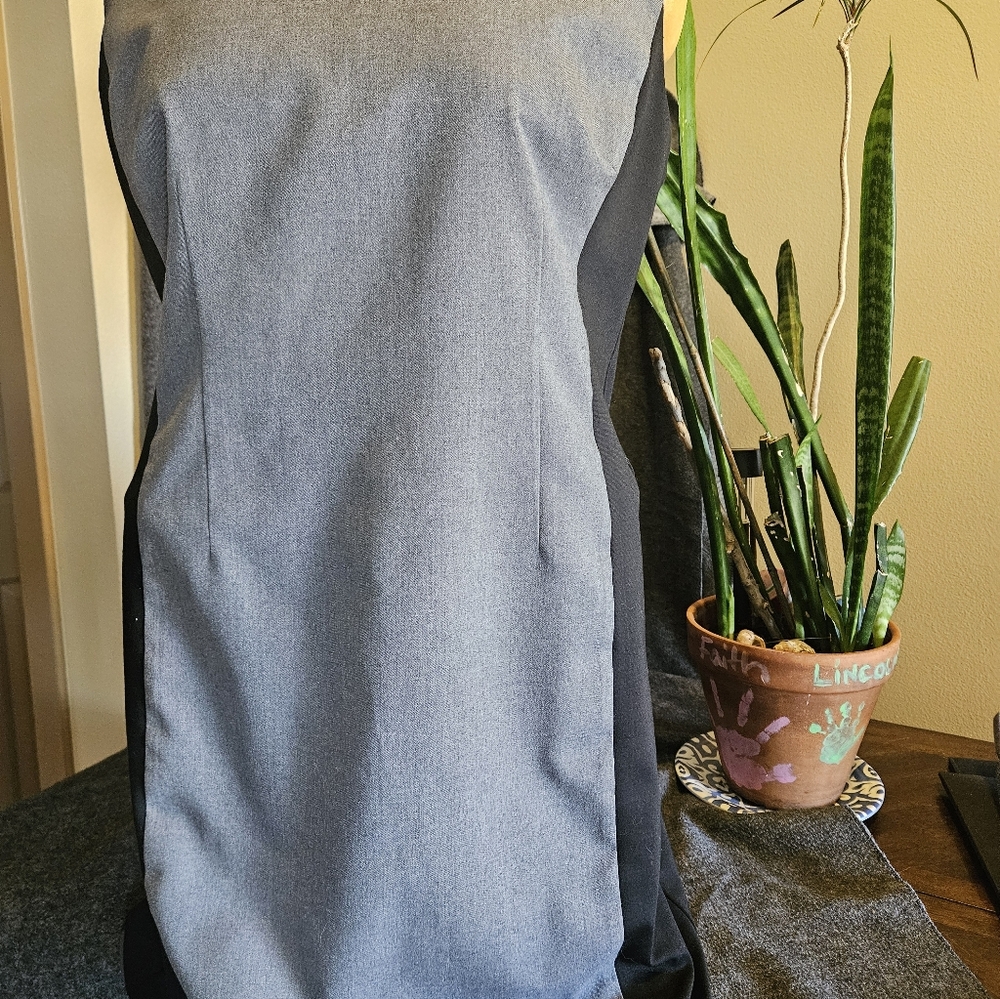 Chic  Ann Taylor Two-Tone Sheath Dress in Gray and Black.